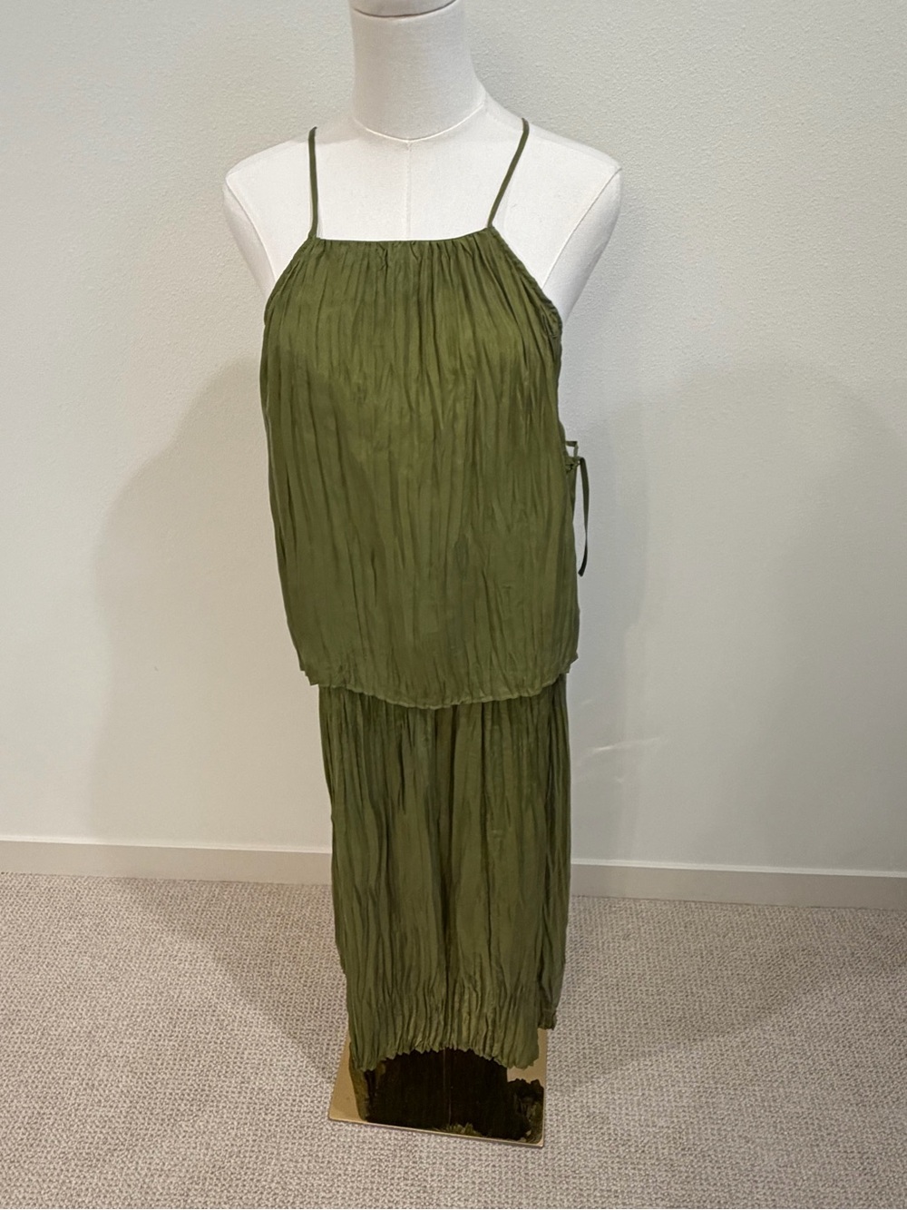 & Other Stories Olive Green Pleated Maxi Skirt and Top